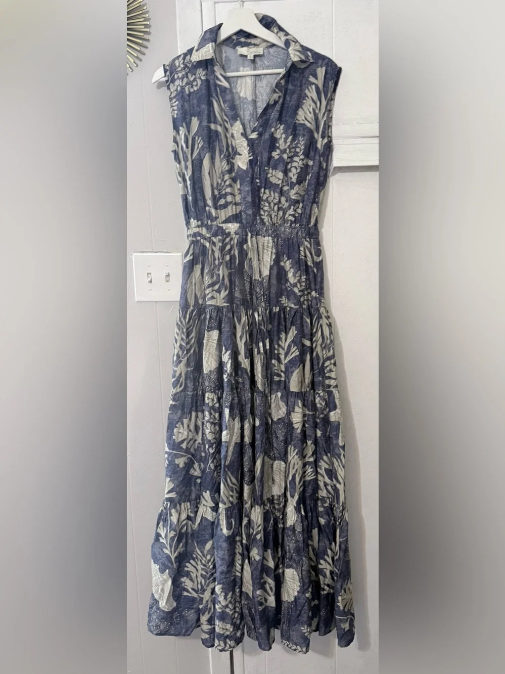Pinch Navy & Cream Botanical Sleeveless Maxi Dress